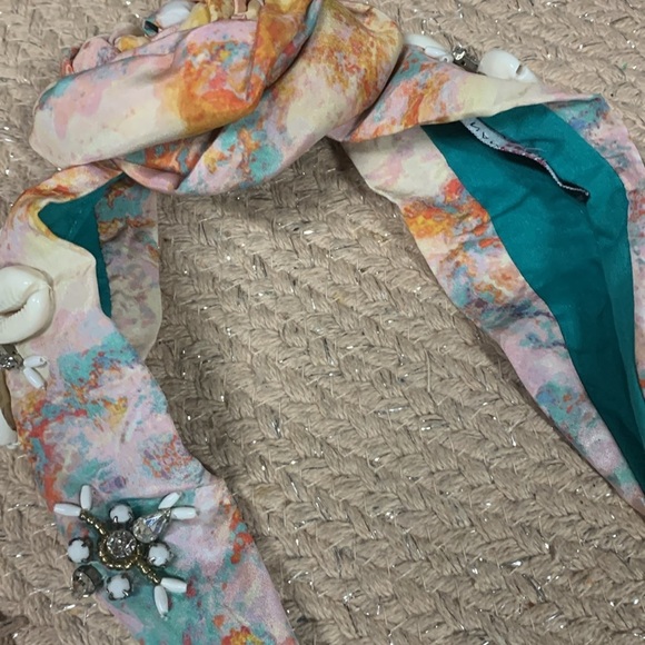 Anthropologie Namjosh shibori  rosette  seashell embellished headband